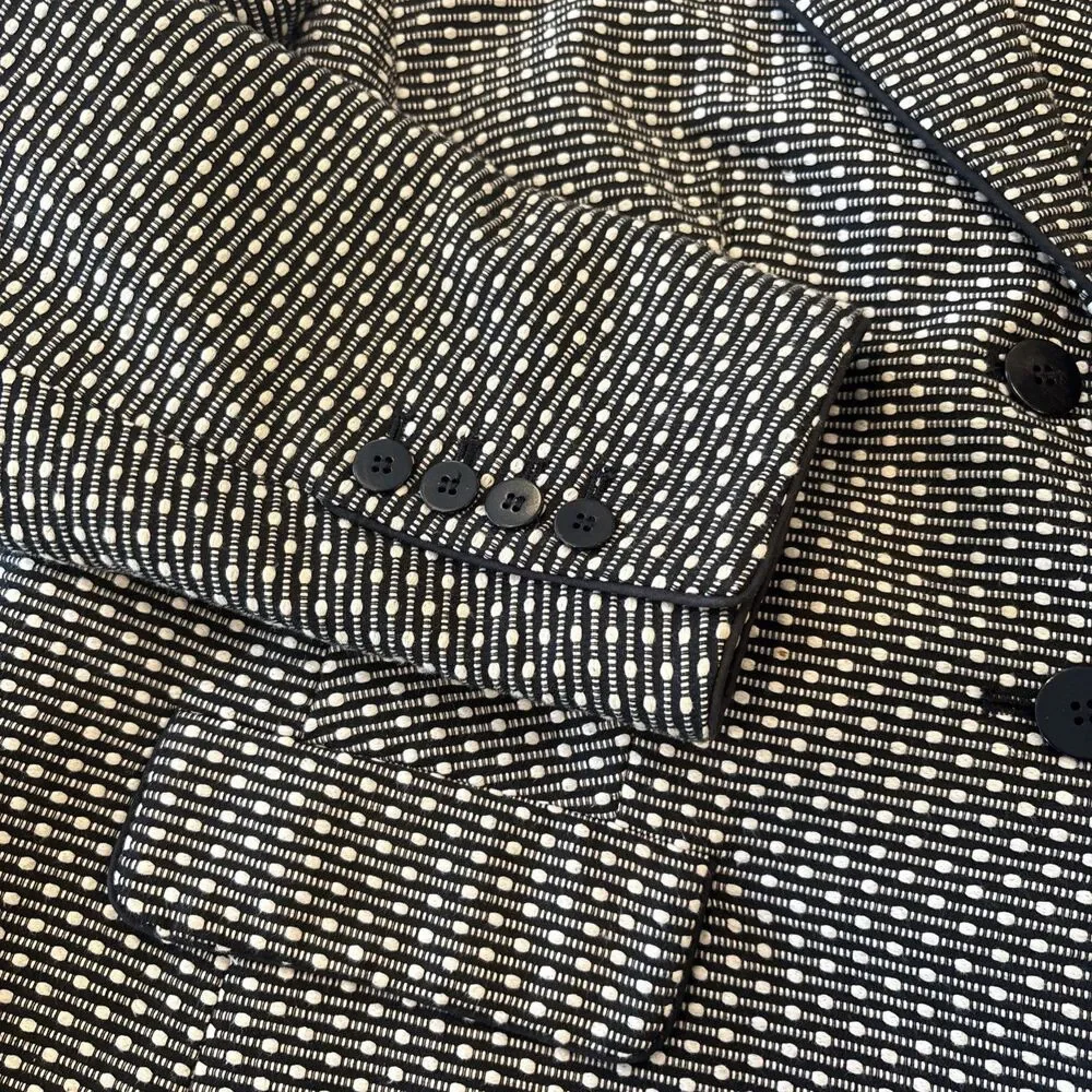 Talbots Black & White Dot Fully Lined Suit Jacket Women Sz 14W Petite Career